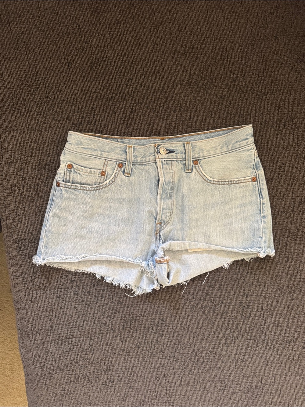 Levi's Light Blue Denim 501 Cutoff Shorts